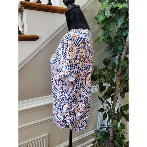 Ruby Rd. Women's Blue Rayon Round Neck Short Sleeve Casual Top Blouse Size PL - Picture 7 of 11